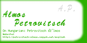 almos petrovitsch business card